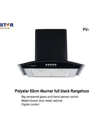 Polystar 60cm 4 Burner Full Rangehood Pv-6009b- Black