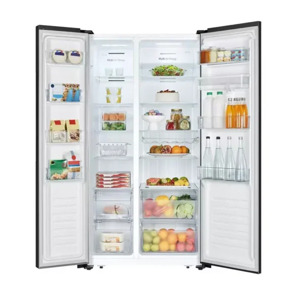 Interior view of Hisense 508L side by side refrigerator
