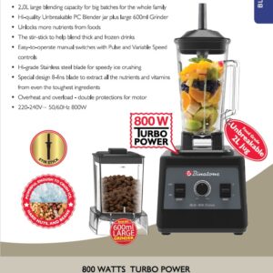 Binatone 800W Blender & Grinder 2L Turbo Power BLG-808 Price in Nigeria