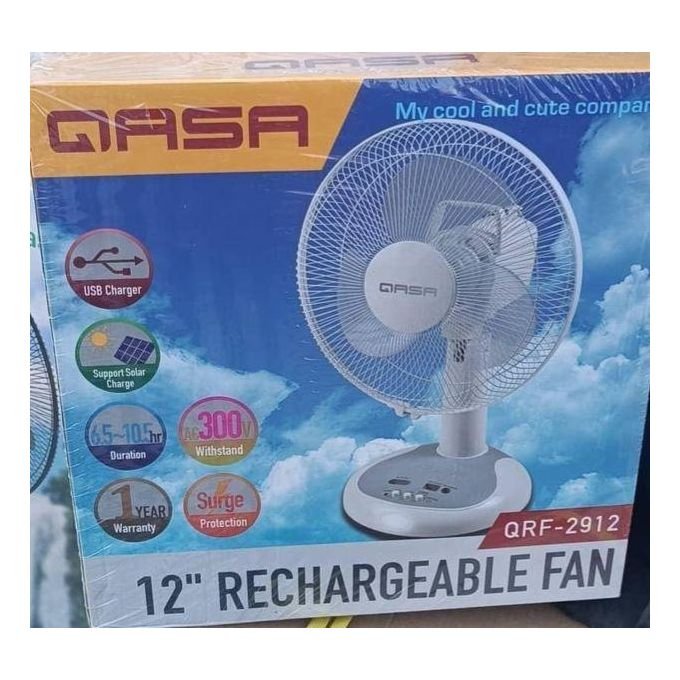 Qasa QRF-2912 12 inch rechargeable table fan Nigeria