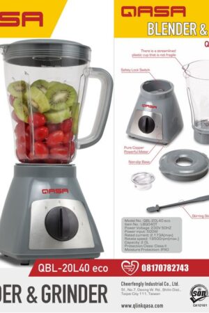 Qasa QBL-20L40 Eco 2L 500W Blender Grinder Nigeria