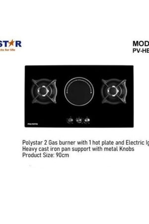 Polystar PV-HBG3801 2 Gas Burners and 1 Hot Plate Hob Nigeria