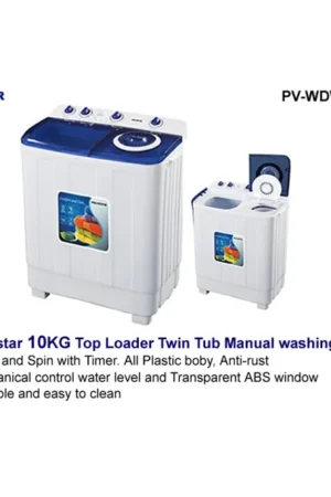 Polystar PV-WDW10KG 10Kg Twin Tub Manual Washing Machine Nigeria