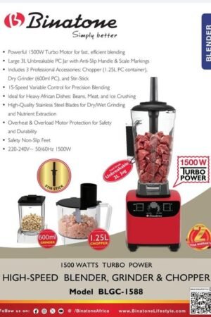 Binatone BLGC-1588 1500W High-Speed Blender Grinder and Chopper Nigeria