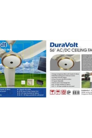 DuraVolt 56-inch beige AC/DC ceiling fan model DCF-56 ACDC1 with remote control