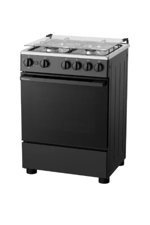 Hisense HFG60421B 60x52cm four-burner gas cooker in stainless steel and black